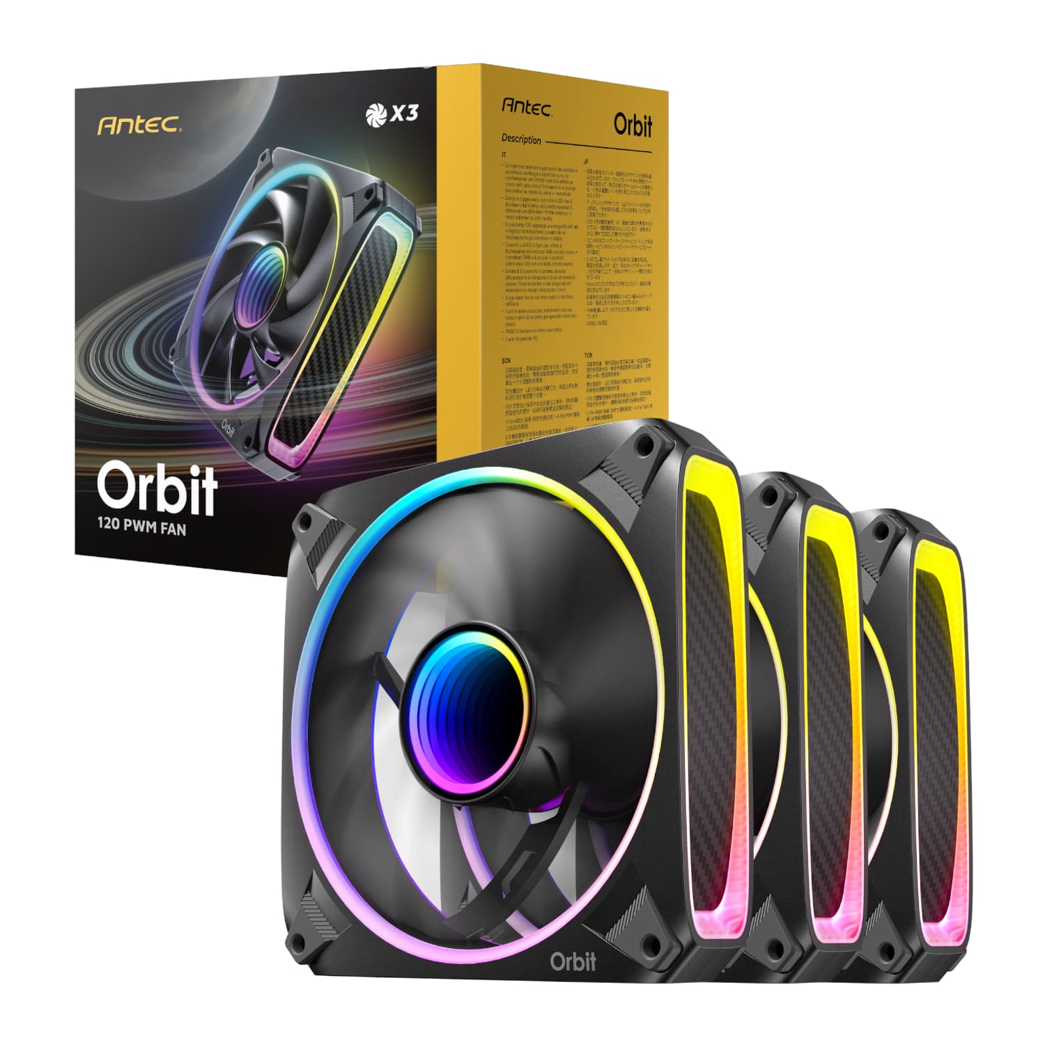 Antec ORBIT PWM 120mm ARGB Fan 3 Pack - Black